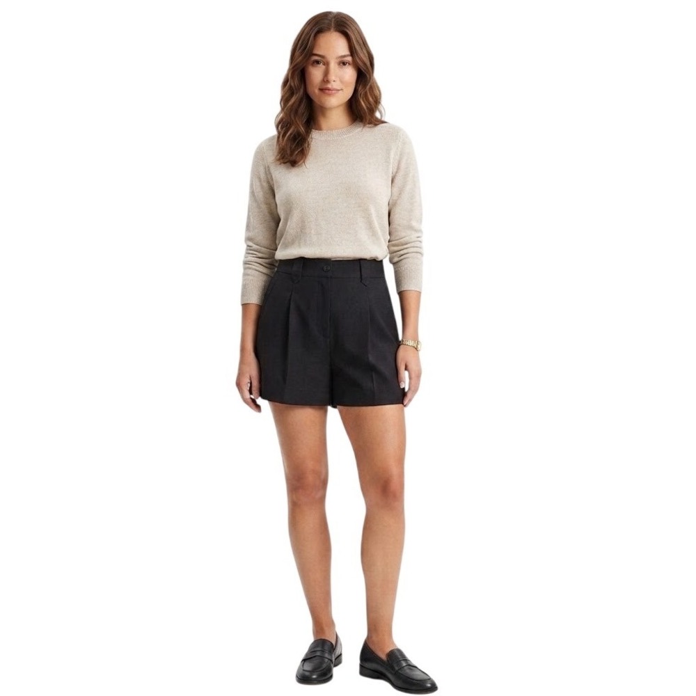 H&M Pleated Shorts Brown High Waisted Dark Academia Minimalist Fall Twee Size 4